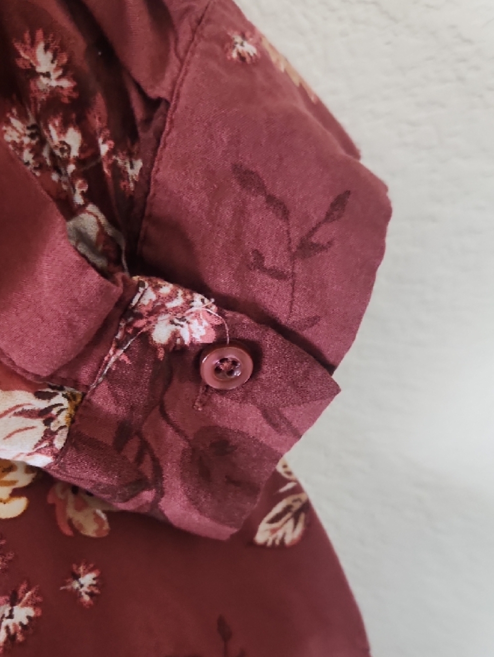 torrid Maroon Floral Button-Front Tunic Blouse - Picture 4 of 4